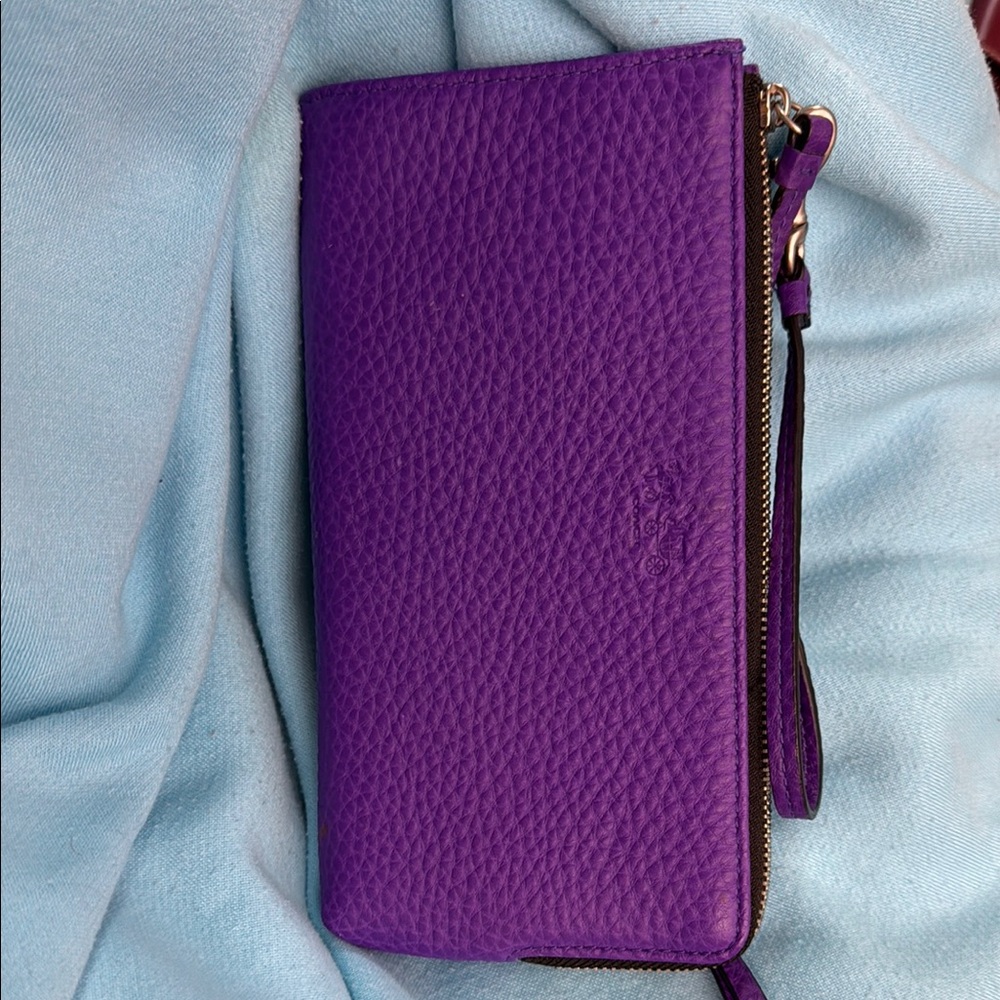Coach Purple Leather Wristlet Wallet